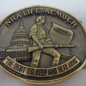 NRA Life Member Brass Belt Buckle